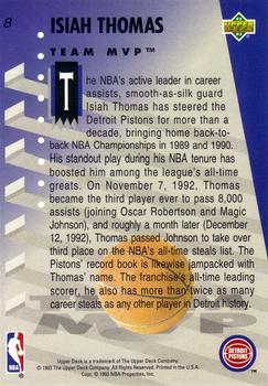 1992-93 Upper Deck MVP Holograms #8 Isiah Thomas Back