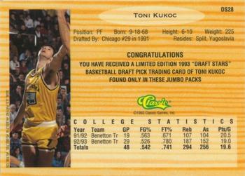 1993 Classic Draft Picks - Chromium Draft Stars #DS28 Toni Kukoc Back