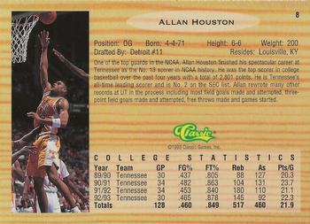 1993 Classic Draft Picks - Gold #8 Allan Houston Back