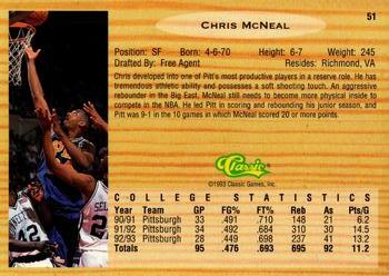 1993 Classic Draft Picks - Gold #51 Chris McNeal Back
