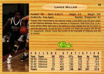 1993 Classic Draft Picks - Gold #53 Lance Miller Back