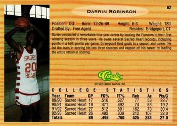 1993 Classic Draft Picks - Gold #62 Darrin Robinson Back