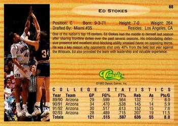 1993 Classic Draft Picks - Gold #68 Ed Stokes Back
