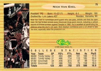 1993 Classic Draft Picks - Gold #75 Nick Van Exel Back