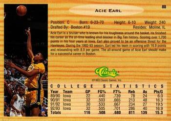 1993 Classic Draft Picks - Gold #88 Acie Earl Back