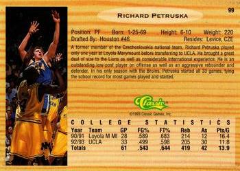 1993 Classic Draft Picks - Gold #99 Richard Petruska Back