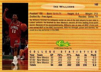 1993 Classic Draft Picks - Gold #102 Ike Williams Back