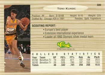 1993 Classic Draft Picks - Special Bonus #SB9 Toni Kukoc Back