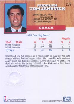 1993-94 Hoops - Fifth Anniversary Gold #239 Rudy Tomjanovich Back