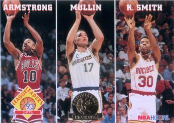 1993-94 Hoops - Fifth Anniversary Gold #288 3-PT% (B.J. Armstrong / Chris Mullin / Kenny Smith) Front