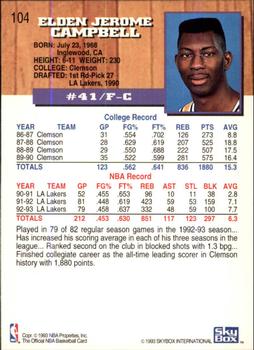 1993-94 Hoops - Fifth Anniversary Gold #104 Elden Campbell Back