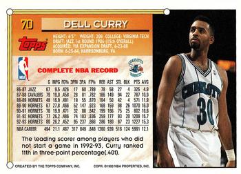 1993-94 Topps - Gold #70 Dell Curry Back