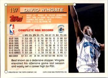 1993-94 Topps - Gold #197 David Wingate Back