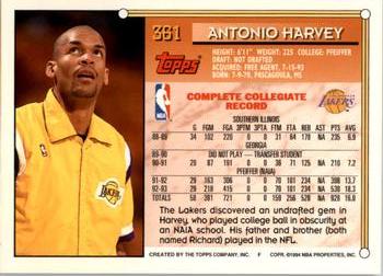 1993-94 Topps - Gold #361 Antonio Harvey Back