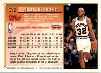 1993-94 Topps - Gold #372 Negele Knight Back