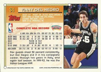1993-94 Topps - Gold #31 Vinny Del Negro Back