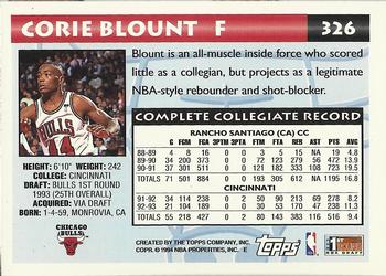 1993-94 Topps - Gold #326 Corie Blount Back