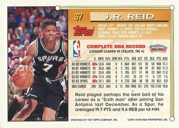 1993-94 Topps - Gold #37 J.R. Reid Back