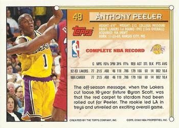 1993-94 Topps - Gold #49 Anthony Peeler Back