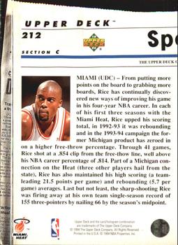1993-94 Upper Deck Special Edition - Electric Court #212 Miami Heat Back
