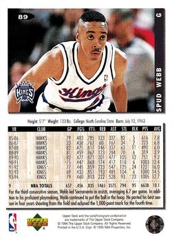 1994-95 Collector's Choice - Silver Signature #89 Spud Webb Back