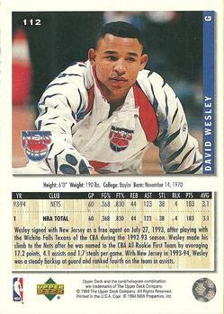 1994-95 Collector's Choice - Silver Signature #112 David Wesley Back