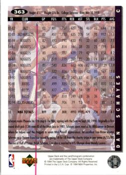 1994-95 Collector's Choice - Silver Signature #363 Danny Schayes Back