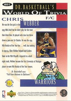 1994-95 Collector's Choice - Silver Signature #401 Chris Webber Back