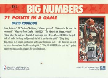 1994-95 Hoops - Big Numbers Rainbow #BN1 David Robinson Back