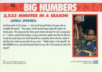1994-95 Hoops - Big Numbers Rainbow #BN6 Latrell Sprewell Back