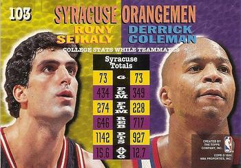 1994-95 Stadium Club - Members Only #103 Derrick Coleman / Rony Seikaly Back