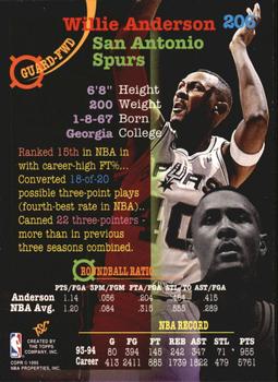 1994-95 Stadium Club - Super Teams NBA Finals #206 Willie Anderson Back