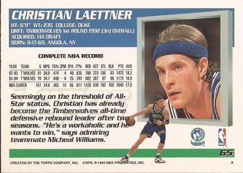1994-95 Topps - Spectralight #65 Christian Laettner Back