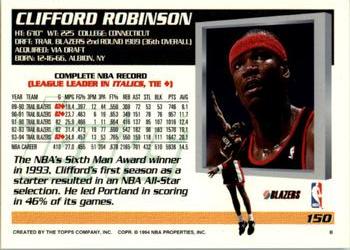 1994-95 Topps - Spectralight #150 Clifford Robinson Back
