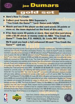 1995-96 Collector's Choice - You Crash the Game Gold: Scoring #C25 Joe Dumars Back