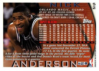 1996-97 Topps #52 Nick Anderson Back