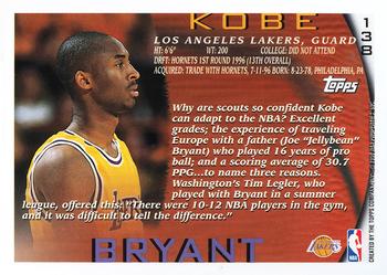 1996-97 Topps #138 Kobe Bryant Back