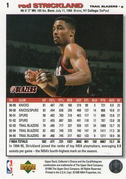 1995-96 Collector's Choice - Player's Club #1 Rod Strickland Back