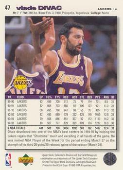 1995-96 Collector's Choice - Player's Club #47 Vlade Divac Back