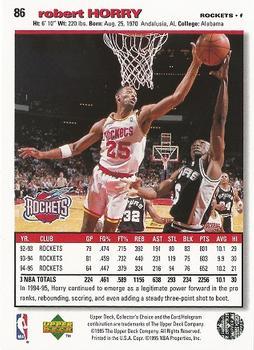 1995-96 Collector's Choice - Player's Club #86 Robert Horry Back