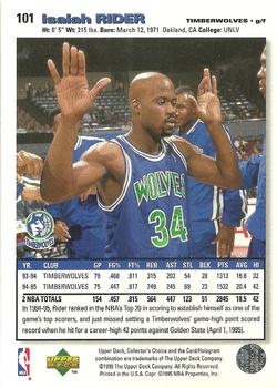 1995-96 Collector's Choice - Platinum Player's Club #101 Isaiah Rider Back