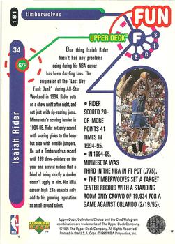 1995-96 Collector's Choice - Platinum Player's Club #181 Isaiah Rider Back
