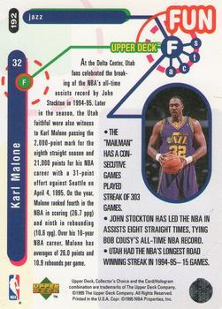 1995-96 Collector's Choice - Platinum Player's Club #192 Karl Malone Back