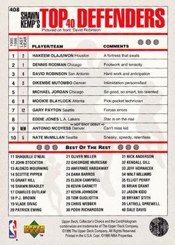 1995-96 Collector's Choice - Platinum Player's Club #408 David Robinson Back