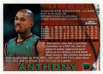 1996-97 Topps Chrome #187 Greg Anthony Back