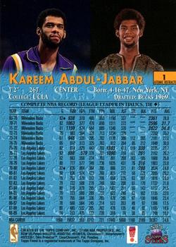 1996-97 Topps Stars - Finest Atomic Refractors #1 Kareem Abdul-Jabbar Back