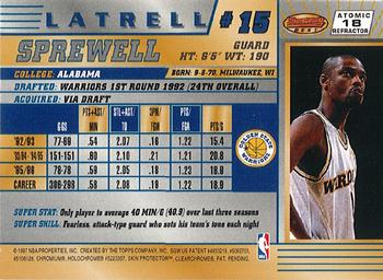 1996-97 Bowman's Best - Atomic Refractors #18 Latrell Sprewell Back