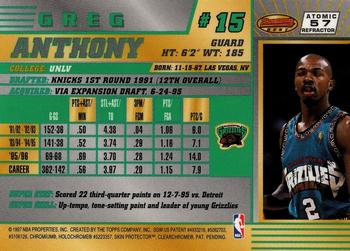 1996-97 Bowman's Best - Atomic Refractors #57 Greg Anthony Back