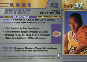 1996-97 Bowman's Best - Atomic Refractors #R23 Kobe Bryant Back