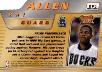 1996-97 Bowman's Best - Picks Refractors #BP5 Ray Allen Back